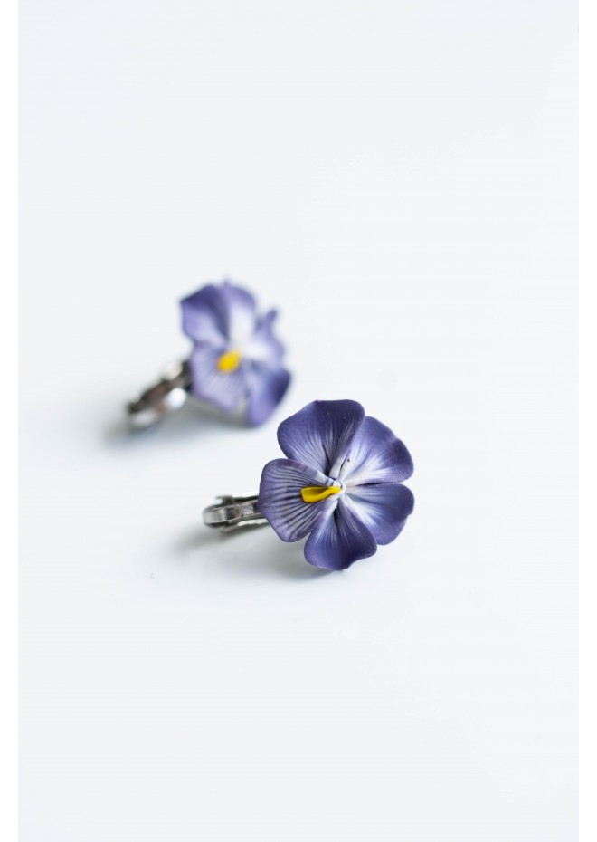 Pansy/Clip-on Earrings