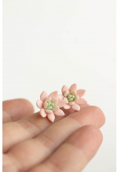 Pink Hypoallergenic Succulent Studs