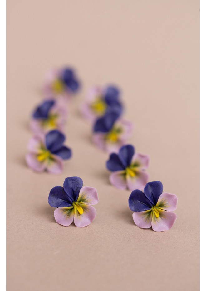 Pansy Earrings Stud Clip-on earrings - Flower Stud Earrings Jewelry, Bridal and Bridesmaid Earrings, Hypoallergenic Studs