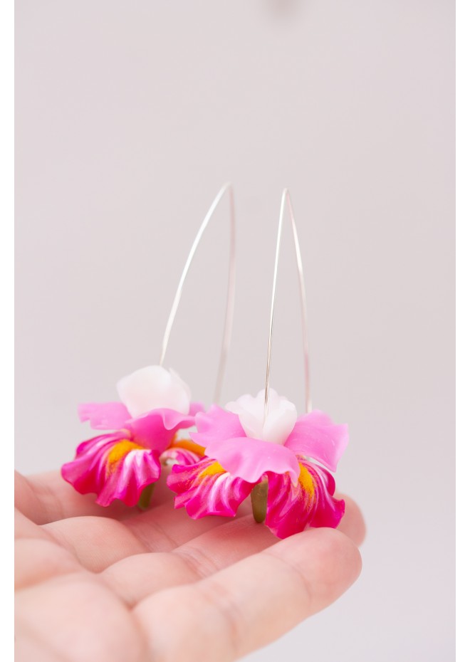 Pink Iris Drop Earrings