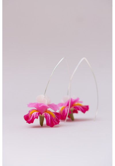 Pink Iris Drop Earrings