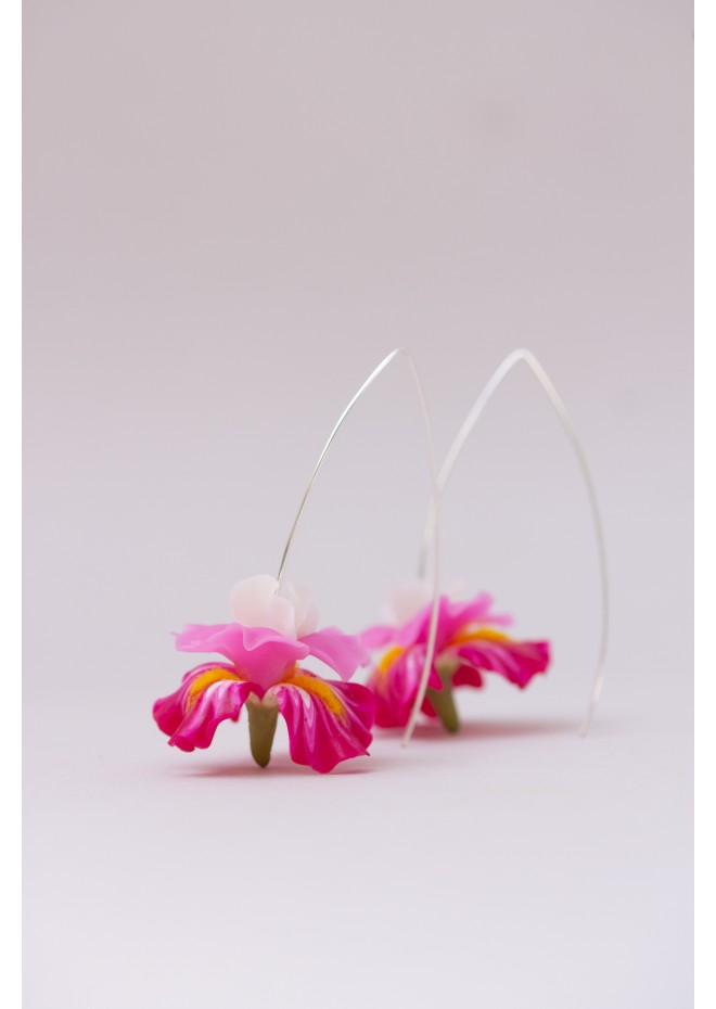 Pink Iris Drop Earrings