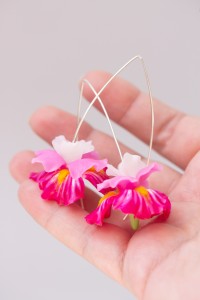Pink Iris Drop Earrings