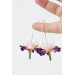 Purple Pink Iris Flower dangle earrings, lightweight and comfortable earrings, made from polymer clay, by EtenIren