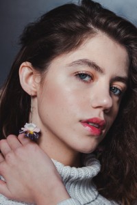 Purple Pink Iris Flower dangle earrings, lightweight and comfortable earrings, made from polymer clay, by EtenIren