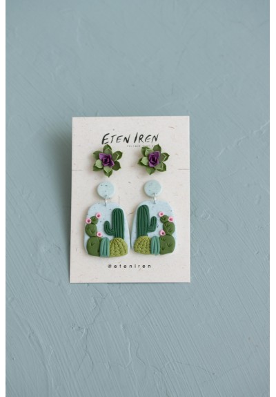 Succulent Stud and Dangle Earrings (Set of 2)