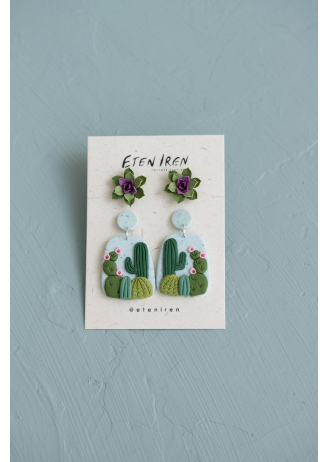 Succulent Stud and Dangle Earrings (Set of 2)