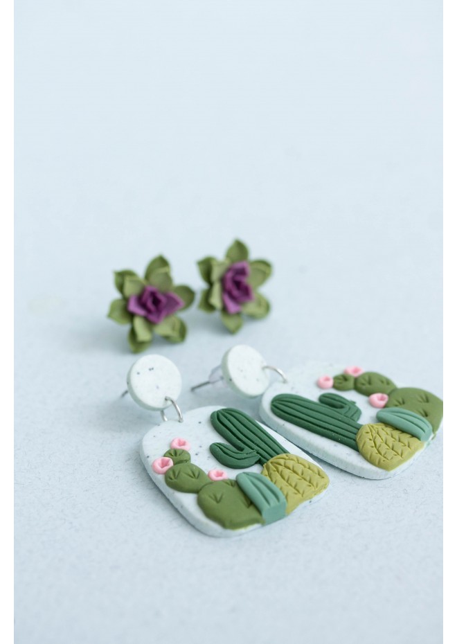 Succulent Stud and Dangle Earrings (Set of 2)