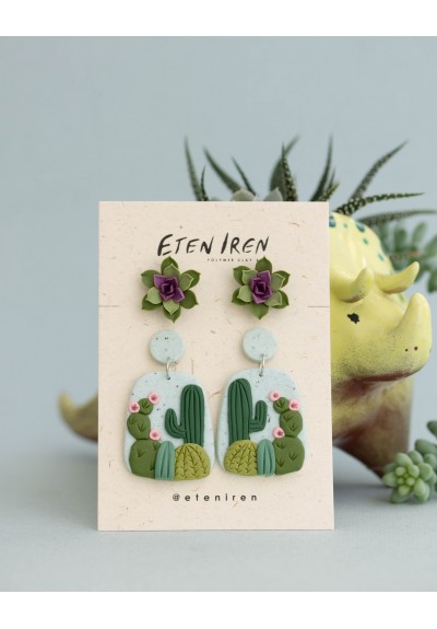 Succulent Stud and Dangle Earrings (Set of 2)