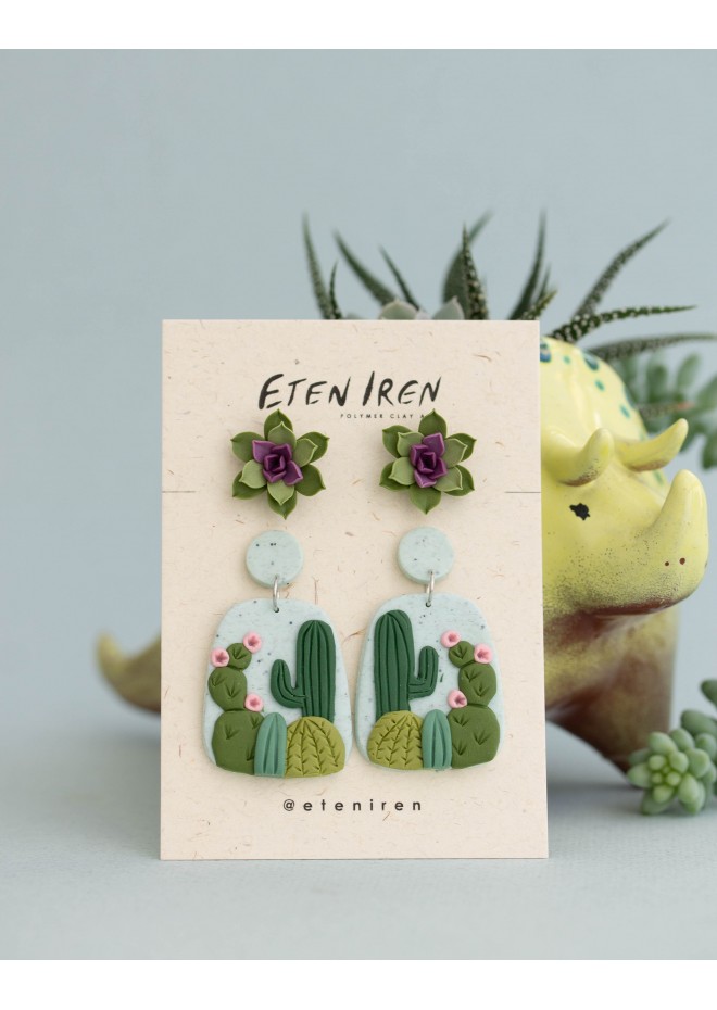 Succulent Stud and Dangle Earrings (Set of 2)