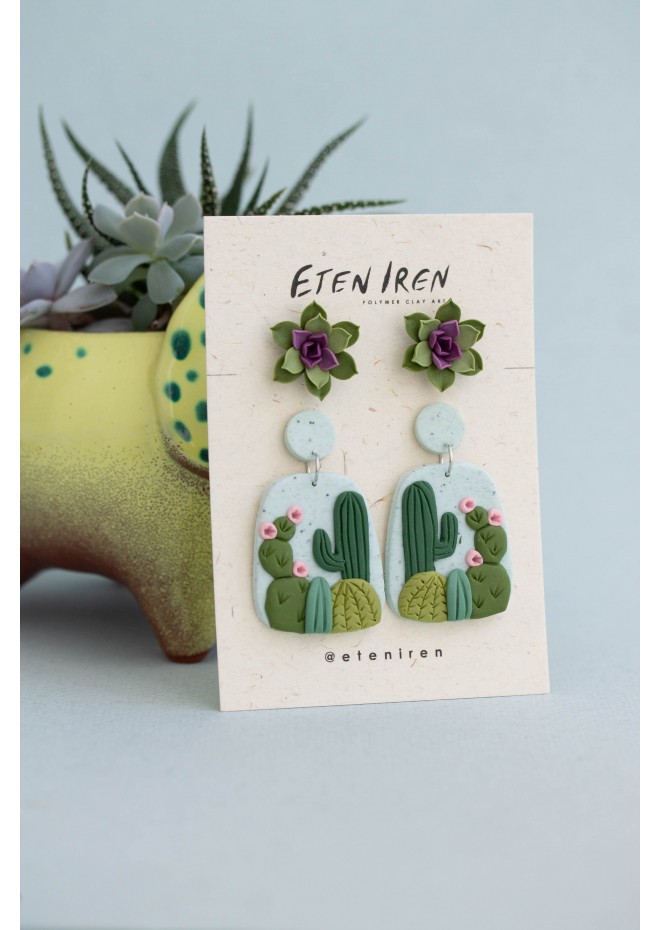 Succulent Stud and Dangle Earrings (Set of 2)