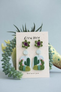 Succulent Stud and Dangle Earrings (Set of 2)