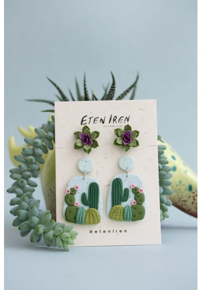 Succulent Stud and Dangle Earrings (Set of 2)