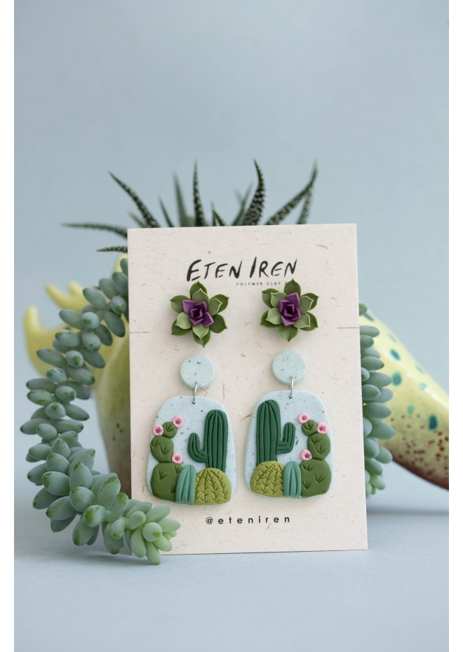 Succulent Stud and Dangle Earrings (Set of 2)