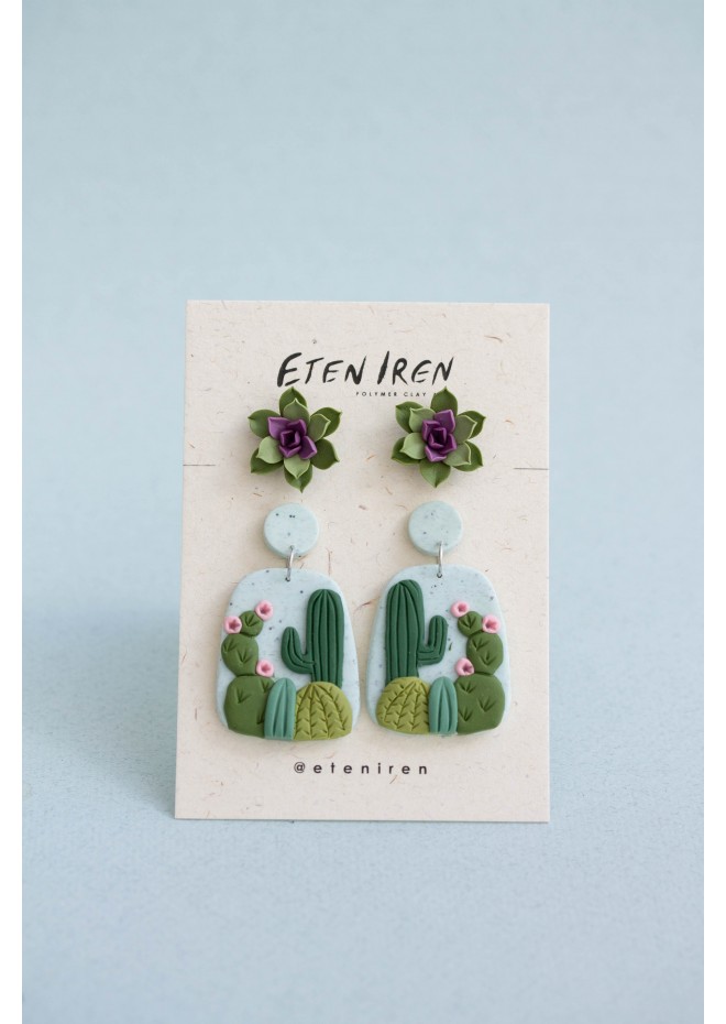 Succulent Stud and Dangle Earrings (Set of 2)