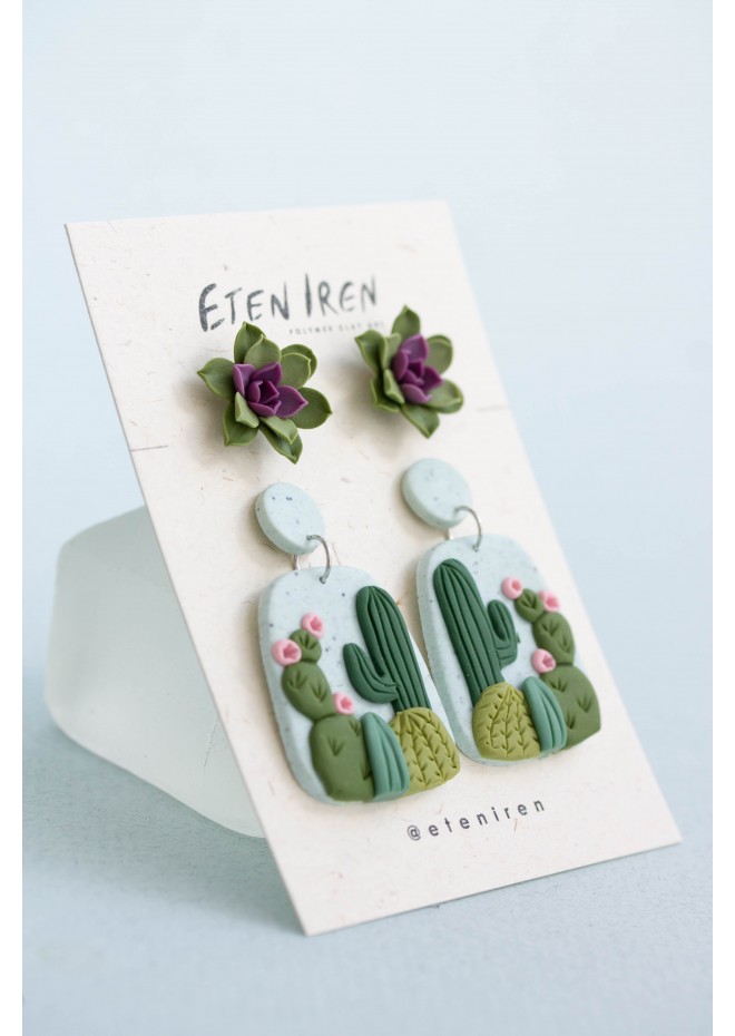 Succulent Stud and Dangle Earrings (Set of 2)