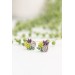 Green, Purple, and Gray Succulent Stud Earrings