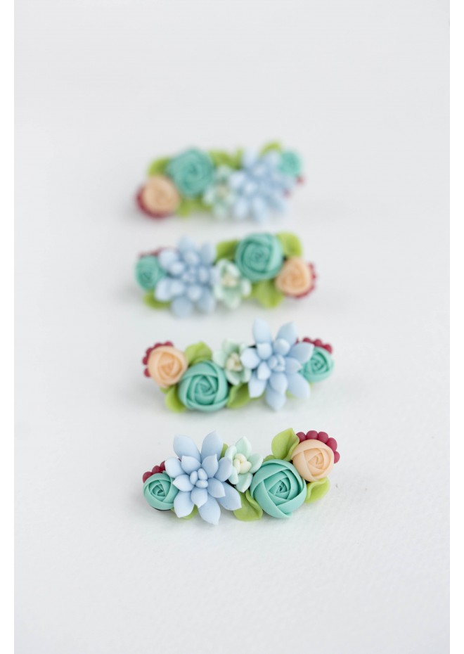 Succulent Echeveria Cuff earrings Grey Blue Pink Succulents dangle earrings, unique floral jewelry, design from EtenIren