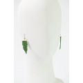 Fern leaf dangle earrings, made from polymer clay, by EtenIren