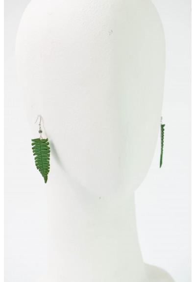 Fern leaf dangle earrings, made from polymer clay, by EtenIren