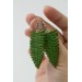 Fern leaf dangle earrings, made from polymer clay, by EtenIren