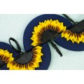 Yellow and Blue Sunflower Dangle Earrings. Handmade Unique Sunflowers Jewelry